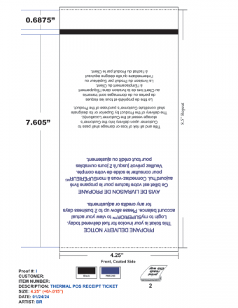 22029-4 TSC PRINTER ROLLS FULL WIDTH TIMING MARK