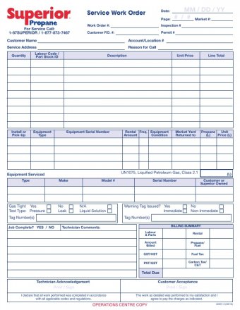 22031-2 SERVICE WORK ORDER 3 PARTS IN BOOKS OF 50