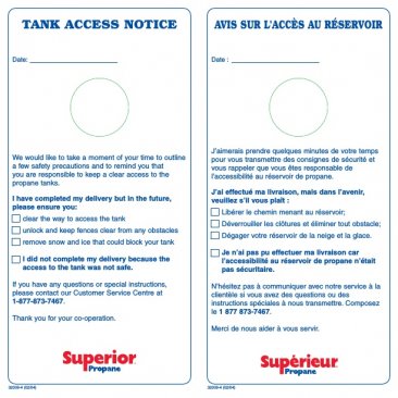 32009-4 TANK ACCESS NOTICE / AVIS SUR L'ACCES AU RESERVOIR