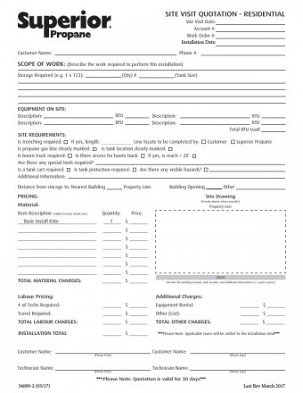 34009-2 SITE VISIT QUOTATION - RESIDENTIAL QUOTATION - RESIDENTIAL