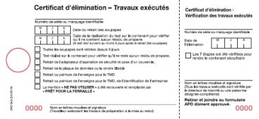 34018-3 CERTIFICAT D'ELIMINATION - TRAVAUX EXECUTES