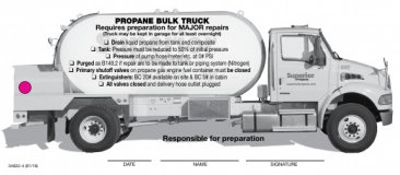 34022-4 TRUCK PREPARATION TAG - MAJOR REPAIRS 8" X 3 1/8"