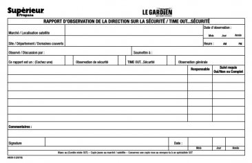 34030-3 FORMULAIRE D'OBSERVATION DE LA SECURITE