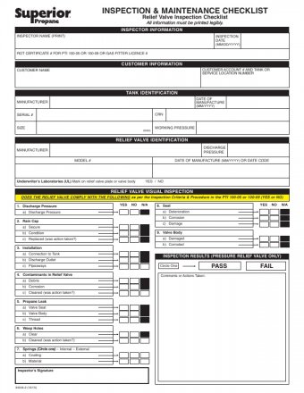 34044-2 RELIEF VALVE INSPECTION MAINTENANCE CHECKLIST