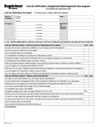 34085-3 RAILCAR LOADING/UNLOADING CHECKLIST FRENCH 1 PART [ clone ]