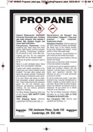 37024-4 WHMIS PROPANE LABEL - BILINGUAL