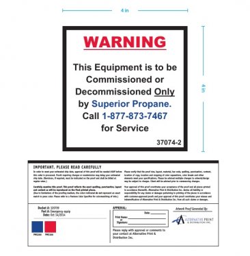 37074-2 EMERGENCY EQUIPMENT WARNING 4'X4'