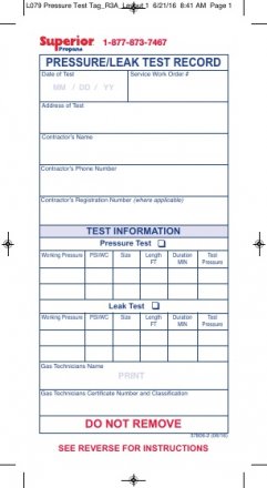 37806-2 PRESSURE TEST TAG