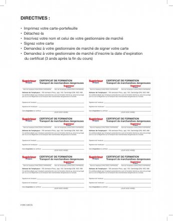 41008-3 CERTIFICAT DE FORMATION - TRANSPORT DE MARCHANDISES DANGEREUSES