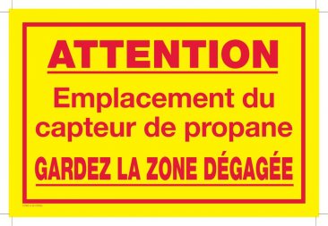 37095-3 CAUTION PROPANE SENSOR LOCATION SIGN - FRENCH