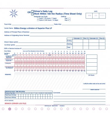STC 147 STITTCO DRIVERS DAILY LOG