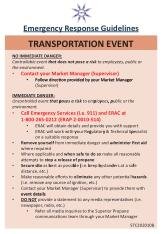 STC 202010B STITTICO LAMINATED EMERGENCY RESPONSE QUICK GUIDE