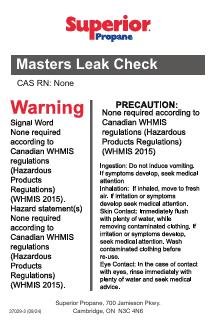 37029-2 MASTERS LEAK CHECK LABEL IN ENGLISH