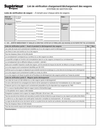 34085-3 RAILCAR LOADING/UNLOADING CHECKLIST FRENCH 1 PART